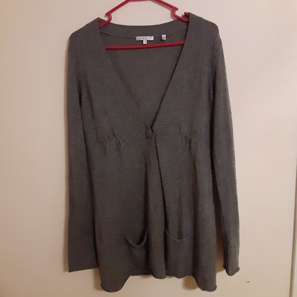 Vince Sweaters - VINCE GREY L/S 100% CASHMERE SINGLE BUTTON SWEATER